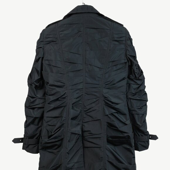 Burberry Roemead Black Allover Ruched Zip Coat - Picture 3 of 13